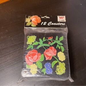 Vintage Floral Foam Coasters Set of 12 NOS‎